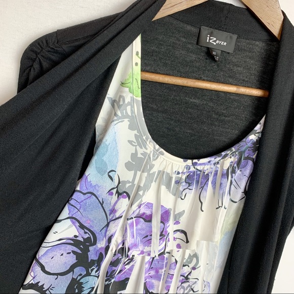 IZ Byer One Piece Ruffle Camisole Cardigan - Picture 5 of 8